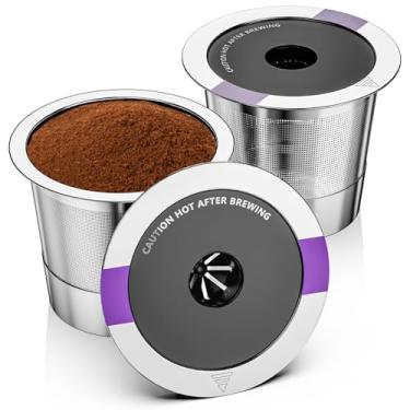 Imagem de Cápsulas de café reutilizáveis universais, adequadas para xícaras K, aço inoxidável reutilizável compatível com máquinas de café keurig 1.0 e 2.0 recarregáveis