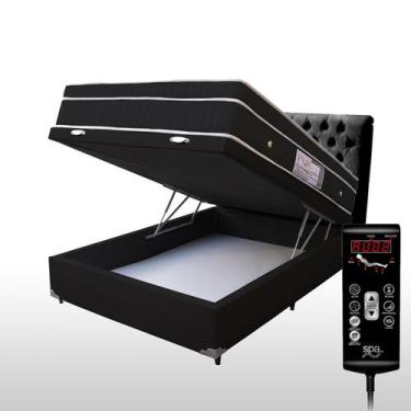 Imagem de Cama Box Baú Casal 1,38x1,88 Com Controle Massageador Cabeceira ALLMAG