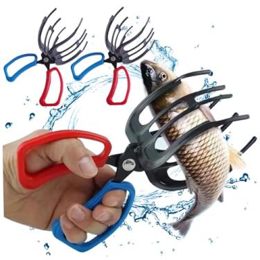 Imagem de Alicate de pesca de metal com 3 garras com aderência antiderrapante, alicate multifuncional para economia de trabalho para a maioria dos peixes de água doce, 2 peças