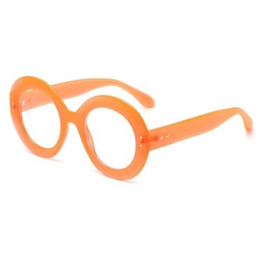 Imagem de Armação de óculos oval retrô fashion feminina vintage armação leve simples (laranja)