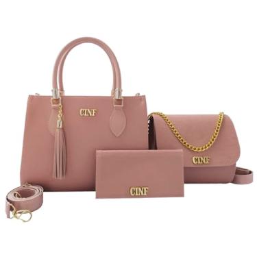 Imagem de Kit Bolsas Feminina Transversal Média + Tira Colo + Carteira (Rose)