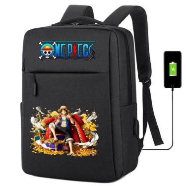 Imagem de Mochila USB Escolar Trabalho Escola Estampa Infantil One Peace Noteboo