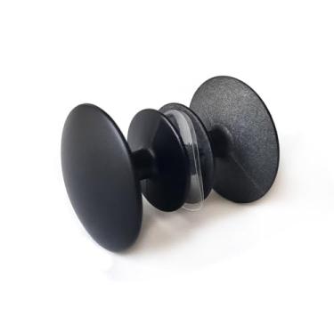 Imagem de Puxador Box Banheiro Porta de Vidro Temperado Blindex Duplo Metal Zamac Redondo Preto Fosco 1 Furo com Parafuso