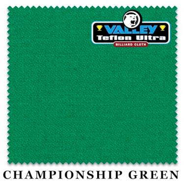 Imagem de Championship Valley Teflon Ultra Billiard Toalha de feltro para mesa de bilhar - com pontos - trilhos pré-cortados - Revendedor autorizado (Championship Green, 2,4 m)