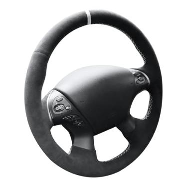 Imagem de Alfanxi Hand Stitch Steering Wheel Cover Fits Alcantara Material for Infiniti JX35 M25 M35 M37 M56 Q70 QX60 (White Stripe)