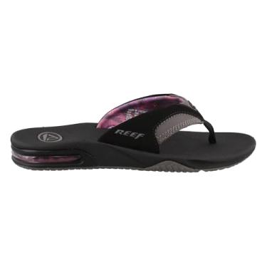 Imagem de REEF Fanning Chinelo feminino abridor de garrafas, suporte de arco, sola durável, adequado para água, Preto/cinza, 36
