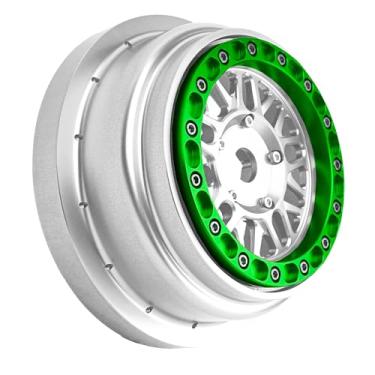 Imagem de BeaxTurbo Racing Upgrade Parts Losi Super Baja Rey SBR 2.0 1/6 Aluminum Bead Lock Wheel Titanium Silver 1pcs (Silver-Green)