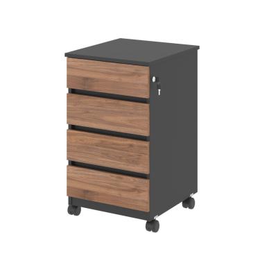 Imagem de Gaveteiro Com 4 Gavetas Chelsea Noce Preto