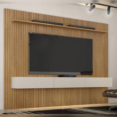 Imagem de Estante Home Suspenso Frisado Para Tv Até 75 Polegadas Curitiba Valdemóveis Cinamomo/off White