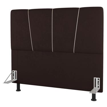 Imagem de Cabeceira Para Cama Box Amber Casal Queen Sintético Com Cordão Decorativo Marrom Desk D...