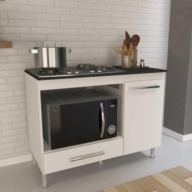 Imagem de Balcão Modulado Para Forno E Cooktop 105cm 1 Porta 1 Gaveta Madrid Fidelitá Branco