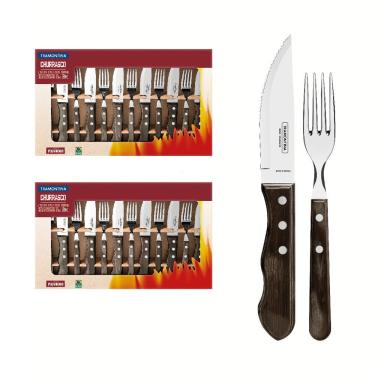 Imagem de Kit 24pcs Para Churrasco Jumbo Tramontina Polywood Castanho