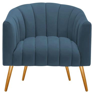 Imagem de Poltrona Decorativa Sala De Estar Recepção Senna Linho - Doce Sonho Móveis Cor Azul Royal