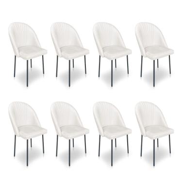 Imagem de Kit 8 Cadeiras Poltrona De Jantar Ariel Suede Pés De Ferro Preto - Pallazio Cor Vermelho