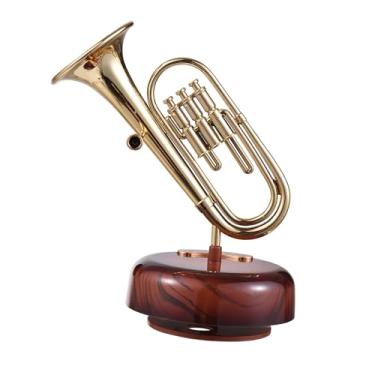 Imagem de Caixa de música, caixa de música de instrumento de sopro, caixa musical, caixa musical, saxofone, ornamentos de mesa para filha amante, namorado, namorada, marido, esposa (trompete)