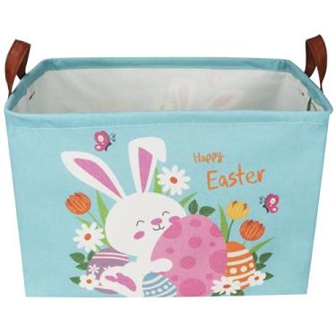 Imagem de Sanjiaofen Cestas De Páscoa Retangulares, Para Crianças. Coelhinho Com Alças. Meninos E Meninas, Decoração Ovos Coelho Páscoa, Brinquedos, Livros, Presentes (Páscoa Azul)