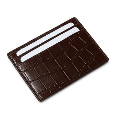 Imagem de Carteira masculina fina de couro genuíno com porta-cartões – Porta-cartões premium e elegante com capacidade para 7 a 10 cartões e compartimento para moedas – Carteira de couro elegante e funcional |