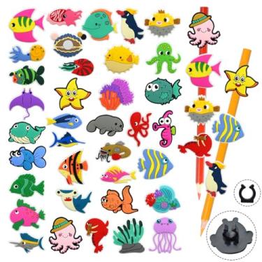 Imagem de Kleeblatt Toppers de lápis de animais marinhos a granel, 50 peças de canetas coloridas fofas, materiais escolares divertidos, incentivos para estudantes, presente de animais marinhos, caixa de prêmios