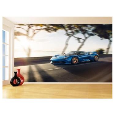 Imagem de Papel De Parede 3D Carro Ferrari Azul Escuro 3,5M Car162 - Você Decora
