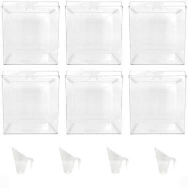 Imagem de Kit 6 Potes Acrílico Quadrado c/ Tampa 7,4l+ 6 Conchas 300ml - Ex Pote