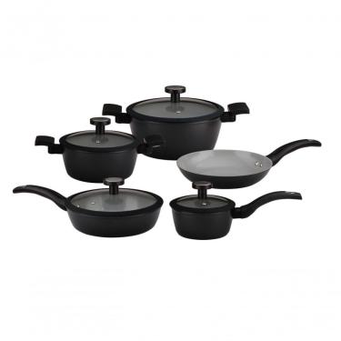 Imagem de Conjunto De Panelas Noir 5 Peças Em Cerâmica De Indução Kenya Preto