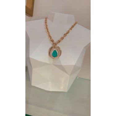 Imagem de Colar cravejado com pedra fuzil verde - Deize Trajano 