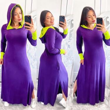 Imagem de Vestido Bicolor Com Capuz - modanascimento, Uva com verde lima, G