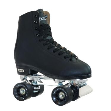 Imagem de Patins masculinos Chicago Premium de couro forrado Rink – Skates clássicos pretos, Preto, Size 11