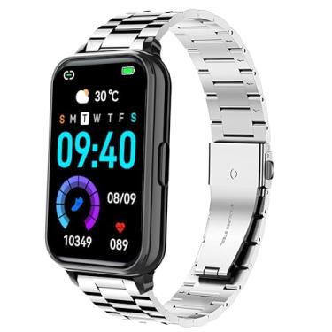 Imagem de Compatível com pulseira Virozis Fitness Tracker, pulseiras de substituição de aço inoxidável de liberação rápida compatíveis com relógio inteligente Virozis P67 de 1,57 polegadas (prata, pulseira de