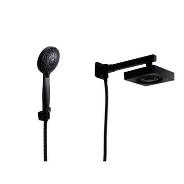 Imagem de Ducha Chuveiro ABS Autolimpante Preto com Chuveirinho de Mão - AMG Met