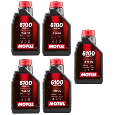 Imagem de KIT 5L Óleo Motor Carro Motul 6100 Save-lite 5w30 Semi-sintético API SP