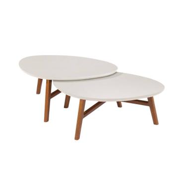 Imagem de Kit Mesa de centro organica Manaus base madeira para sala