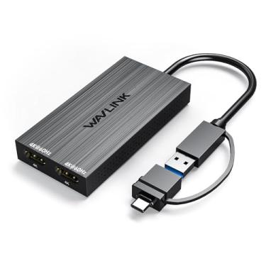 Imagem de WAVLINK Divisor HDMI duplo USB 3.0 ou USB C para monitor duplo, adaptador Displaylink Dual HDMI 4K 60Hz para Apple Mac M1/M2/M3 ou Windows 10/11, saída USB A/C para HDMI 4K
