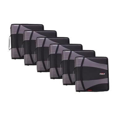 Imagem de Mochila para fichário com zíper 2.0 da Case-it, dois anéis em D de 5 cm, pasta de arquivo com 5 assuntos, vários bolsos, capacidade para 800 folhas, vem com alça de ombro - Preto Dual-301 (pacote com