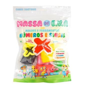 Imagem de Kit Massa EVA Numeros E Sinais Com Moldes E Ferramentas 60g - MAKE +