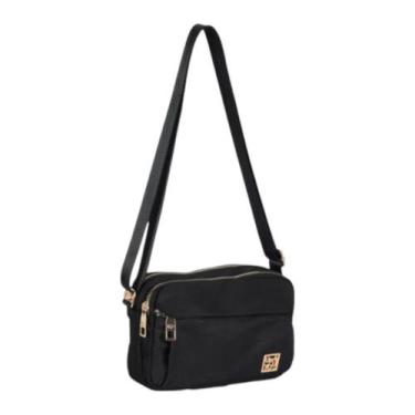 Imagem de Bolsa Feminina Tactel Transversal Divisórias Up4You Funcional, Preto