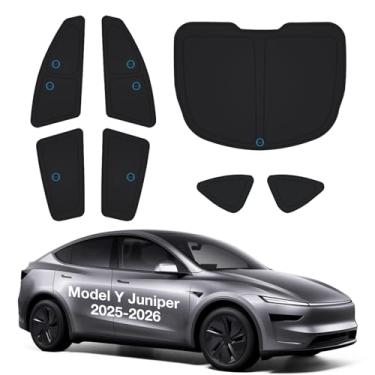 Imagem de Wigoo Protetor solar para janela lateral de zimbro Tesla Model Y 2025 [gelo-cristal fresco, sucção sem queda] Protetor solar para bebê, acampamento e privacidade cochilo, 7 peças sem para-brisa