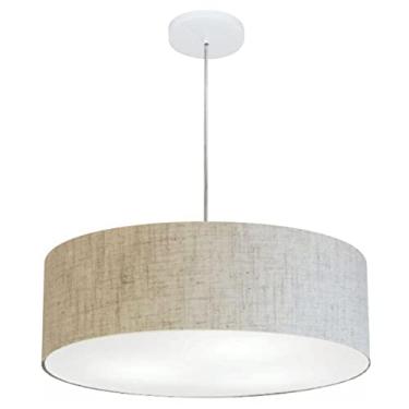 Imagem de Lustre Pendente Cilíndrico Cúpula Tecido 55x15 cm, Vivare Iluminação, Pendente4218 RST, Rustico Bege, Médio