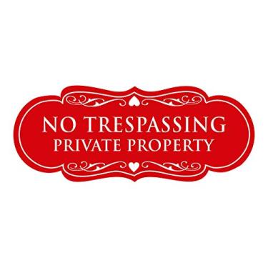Imagem de Signs ByLITA Placa de parede ou porta de propriedade privada sem invasão - Letras gravadas a laser | Plástico ABS durável | Fita adesiva de espuma dupla face (vermelha) - pequena