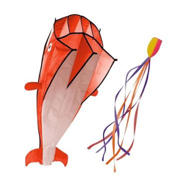 Imagem de menolana Pipa de golfinho para crianças e adultos, portátil, leve, 3D, macio, para-folha, brinquedo voador para praia, atividade familiar, viagem, Laranja