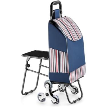 Imagem de Carrinho De Compras Andadores De Carrinho De Compras De Supermercado Para Idosos Andador De Rolamento Carrinho De Compras Portátil Com Assento Para Descanso Carrinho De Escada De E, A, 88 * 26cm