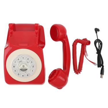 Imagem de Livro de convidados de áudio vintage Telefone Retro Design elegante Clear Sound Recording Dispositivo para eventos de festa de aniversário de casamento com cartão de memória de 8 (Vermelho)