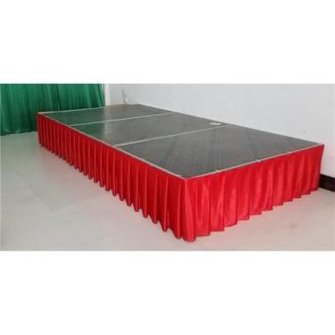 Imagem de Saia de mesa plissada branca, cortinas para cenário de casamento, toalhas de mesa, cobertura de mesa, palco de casamento para festa de evento, vermelho, A75cm x C300cm