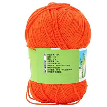 Imagem de Pssopp Linha Fina Média, 12 Cores um Conjunto, para Tecer Lenços, Xales, Blusas, Fios de Carvão de Bambu Macios Com Uso de, Uso Multiuso, Nobre Anti-pilão, Conveniente (06 Amarelo de Orange)