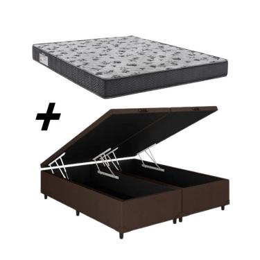 Imagem de Cama Baú Queen Bipartido Marrom Colchão ISO 100 D33 - Ortobom