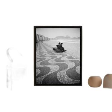 Imagem de Quadro Foto Rj Antigo Casal Copacabana 33X24Cm Moldura Branc - Quadros