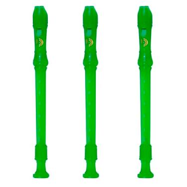 Imagem de Kit 3 Flautas Doce Soprano Dolphin - Germânica Dó (VERDE)