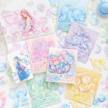 Imagem de 180 peças adesivos de bolhas de aquarela para scrapbooking, autoadesivos, transparentes, à prova d'água, pacote para lixo, diário, garrafas de água, telefone, laptop, scrapbook, kit para adolescentes