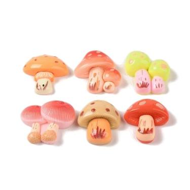 Imagem de Stiesy 100 peças opacas fofas de resina de cogumelo berloques de geleca kawaii flatback contas de slime suprimentos para scrapbooking clipe de cabelo capa de telefone artesanato DIY