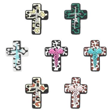 Imagem de UR URLIFEHALL 14 peças, 7 estilos, contas focais cruzadas de silicone, contas religiosas, contas focais de fé de Jesus para artesanato faça você mesmo, caneta com contas, alças para telefone,